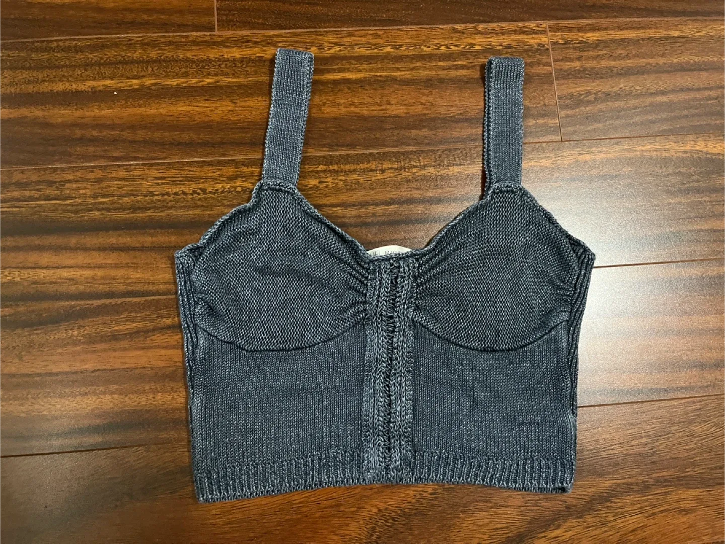 Rachel Roy women’s medium crop knit linen blend tank, blue grey thumbnail