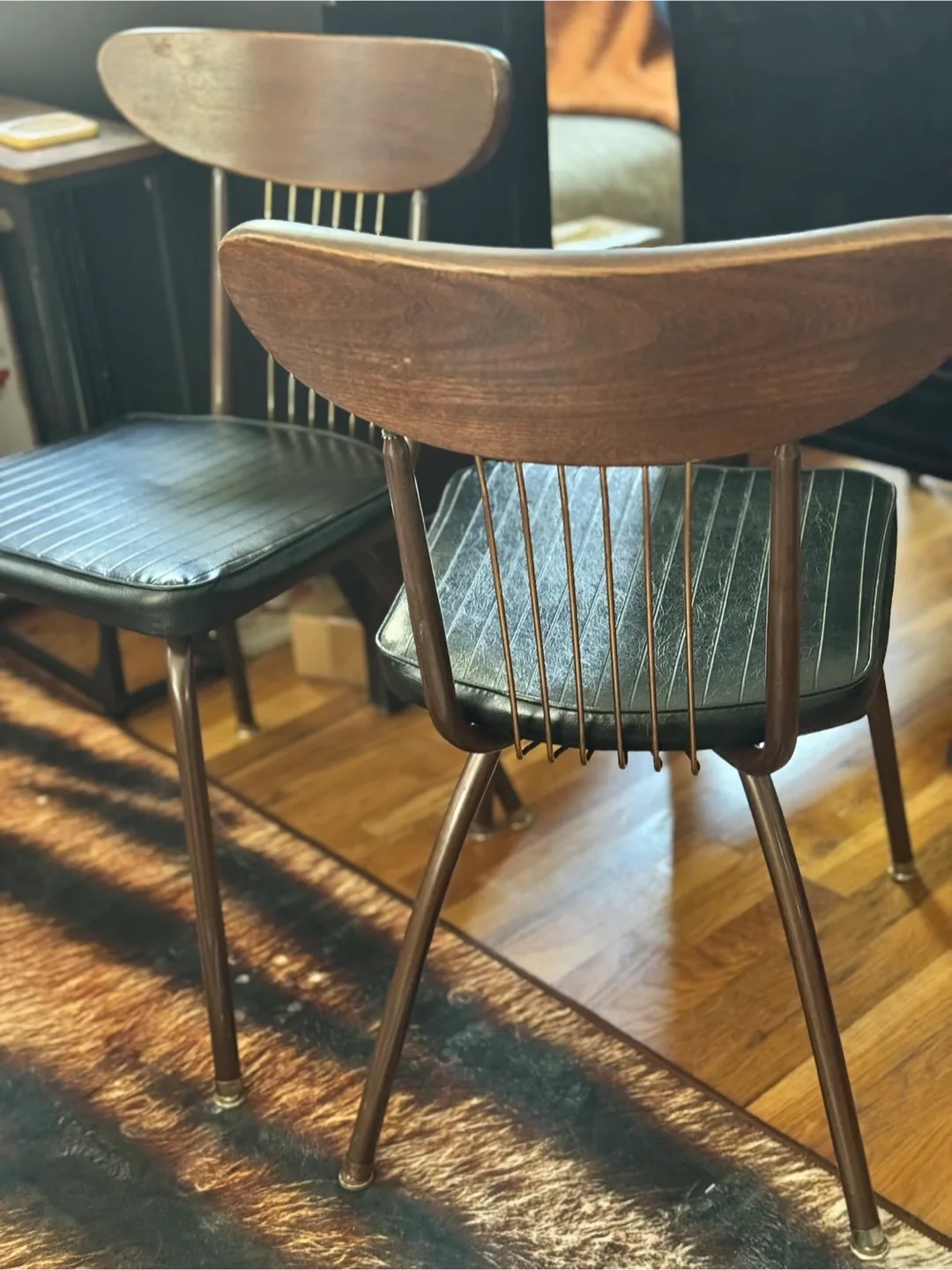 Vintage Black Vinyl Dining Chairs - Set of 2 thumbnail