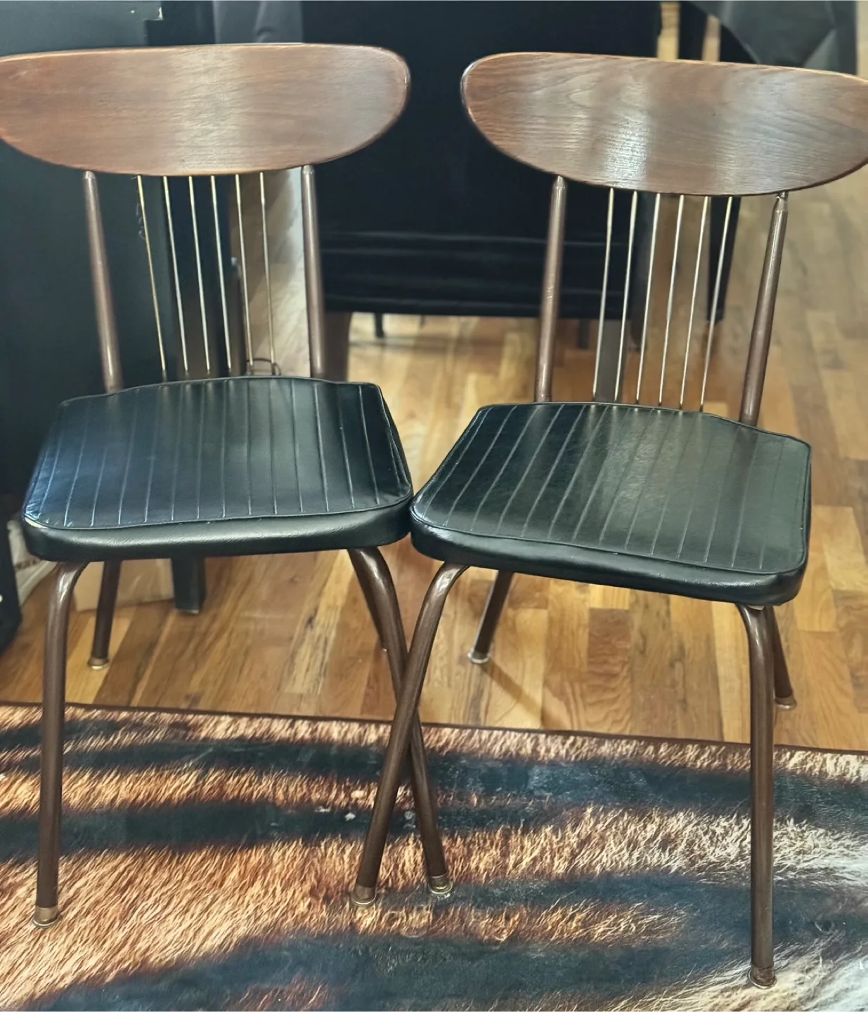 Vintage Black Vinyl Dining Chairs - Set of 2 image indicator(2)