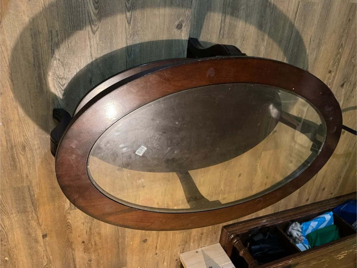 Oval Glass Coffee Table - Brown