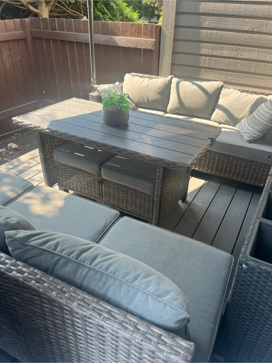 Outdoor Sectional Patio Set - Sofas, Table, 2 Cushioned Stools - photo 2