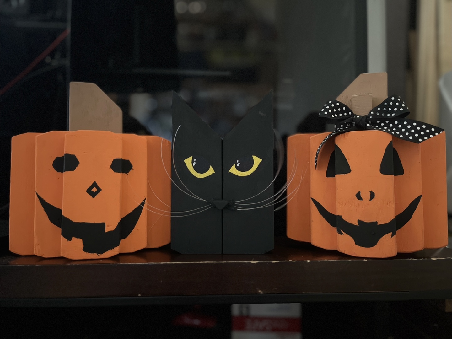 Halloween Set of Wooden Pumpkin & Cat Decor - photo 2