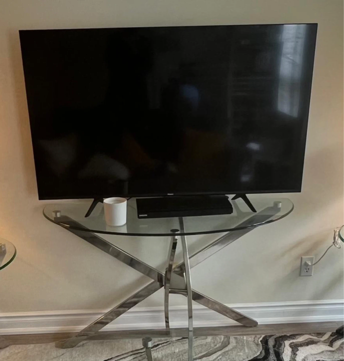 Glass and Chrome console table / tv stand - photo 2