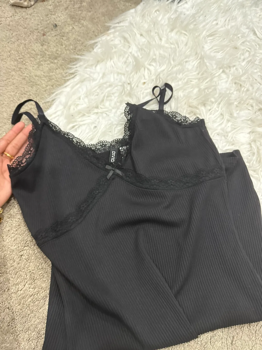 H&M Divided Black Lace Trim Cami Dress thumbnail
