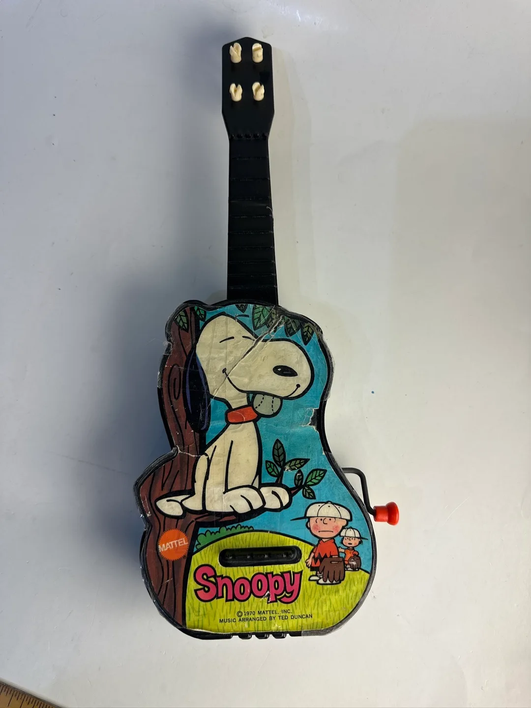 Vintage Mattel Snoopy Toy Guitar Works (Repaired on Neck) thumbnail