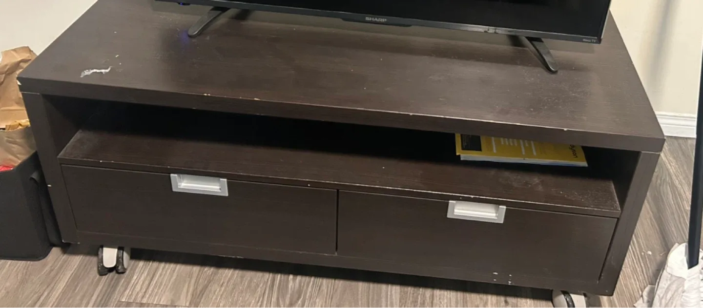 Dark Brown TV Stand with Drawers