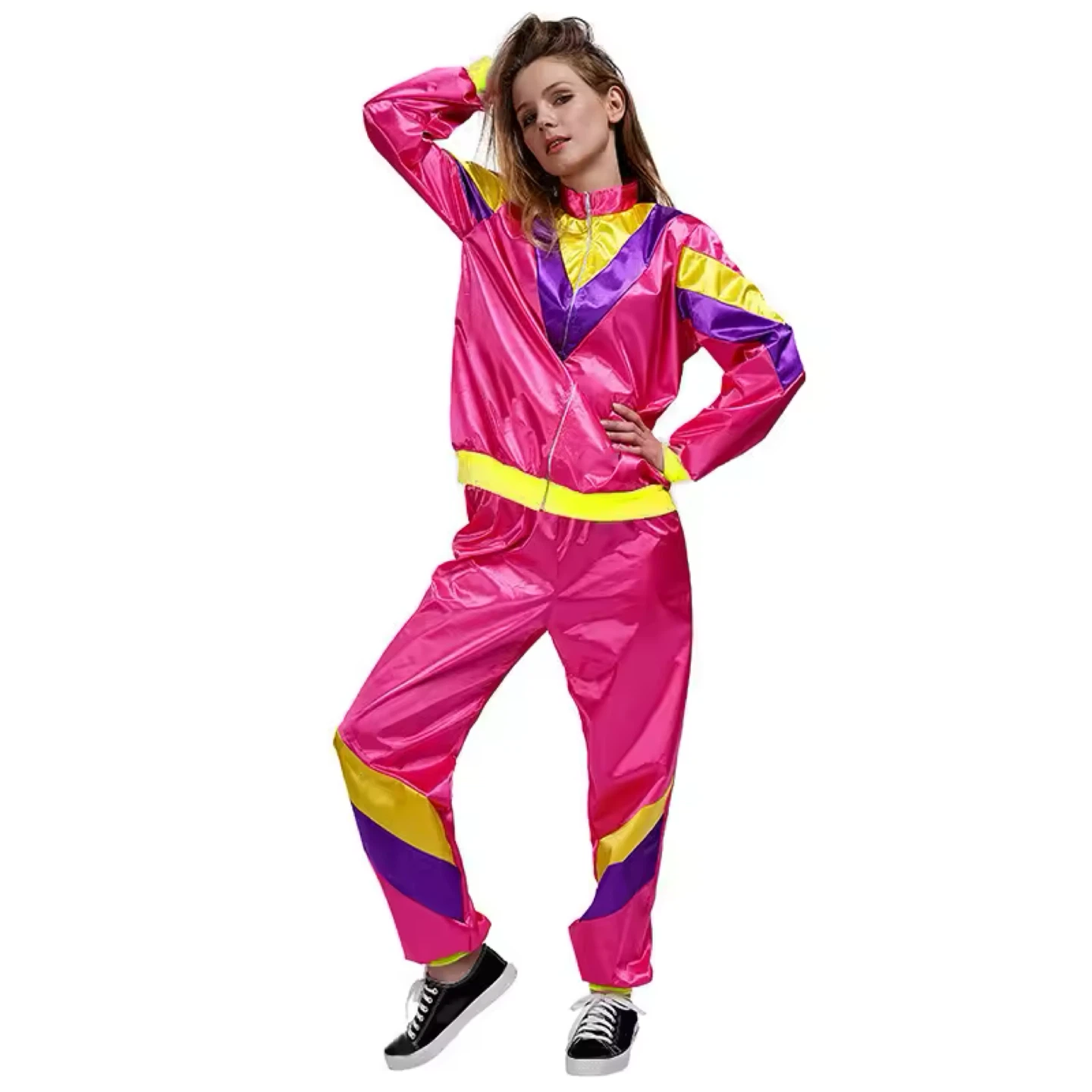 Pink 80s Tracksuit Costume - One Size
