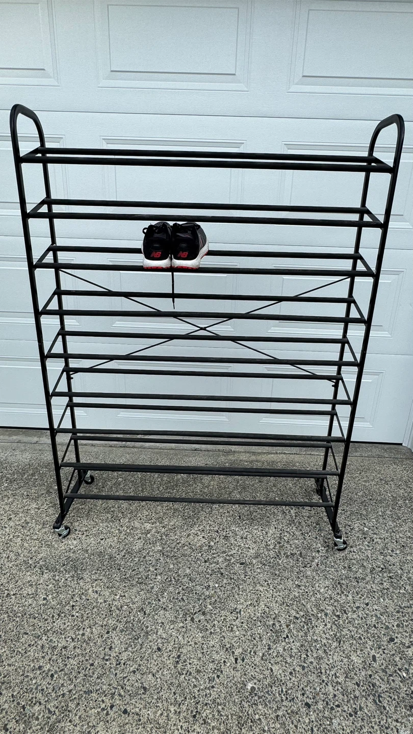 10-Tier Metal Shoe Rack - Black