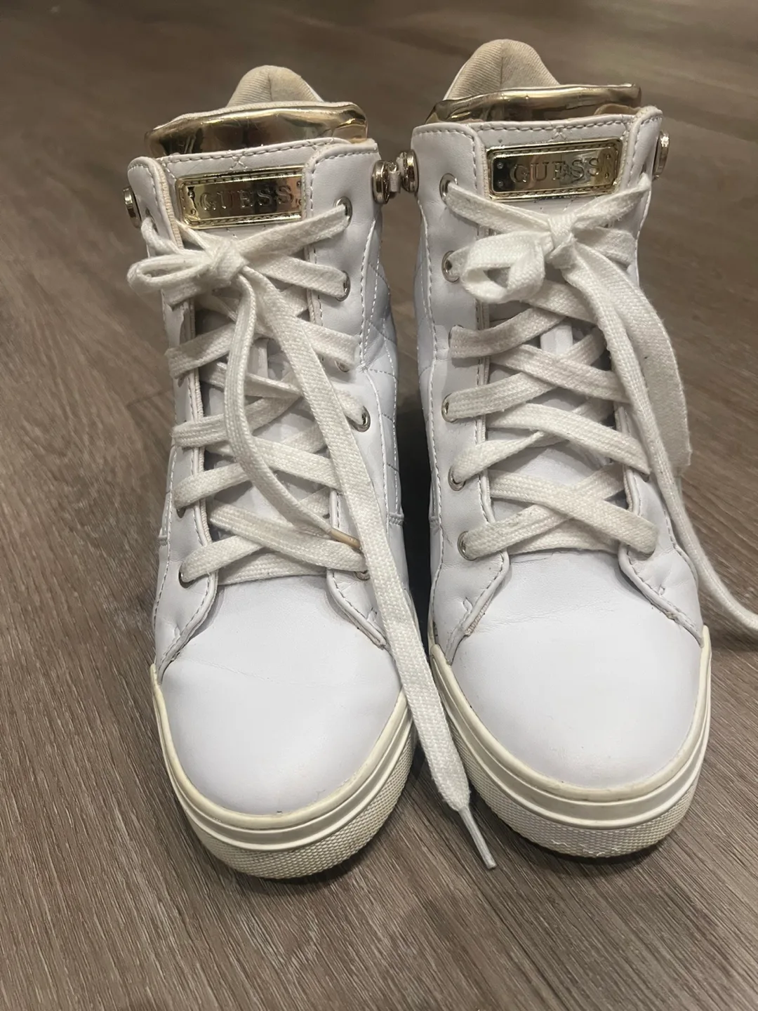 Guess White Wedge Sneakers thumbnail