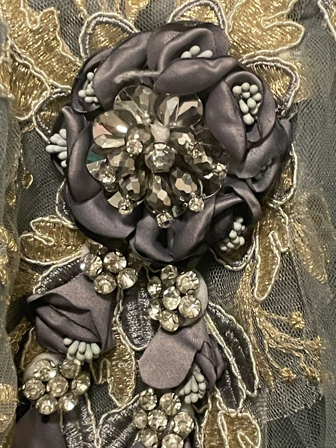 Grey & Gold Flower Girl Dress - Size 6 - photo 5