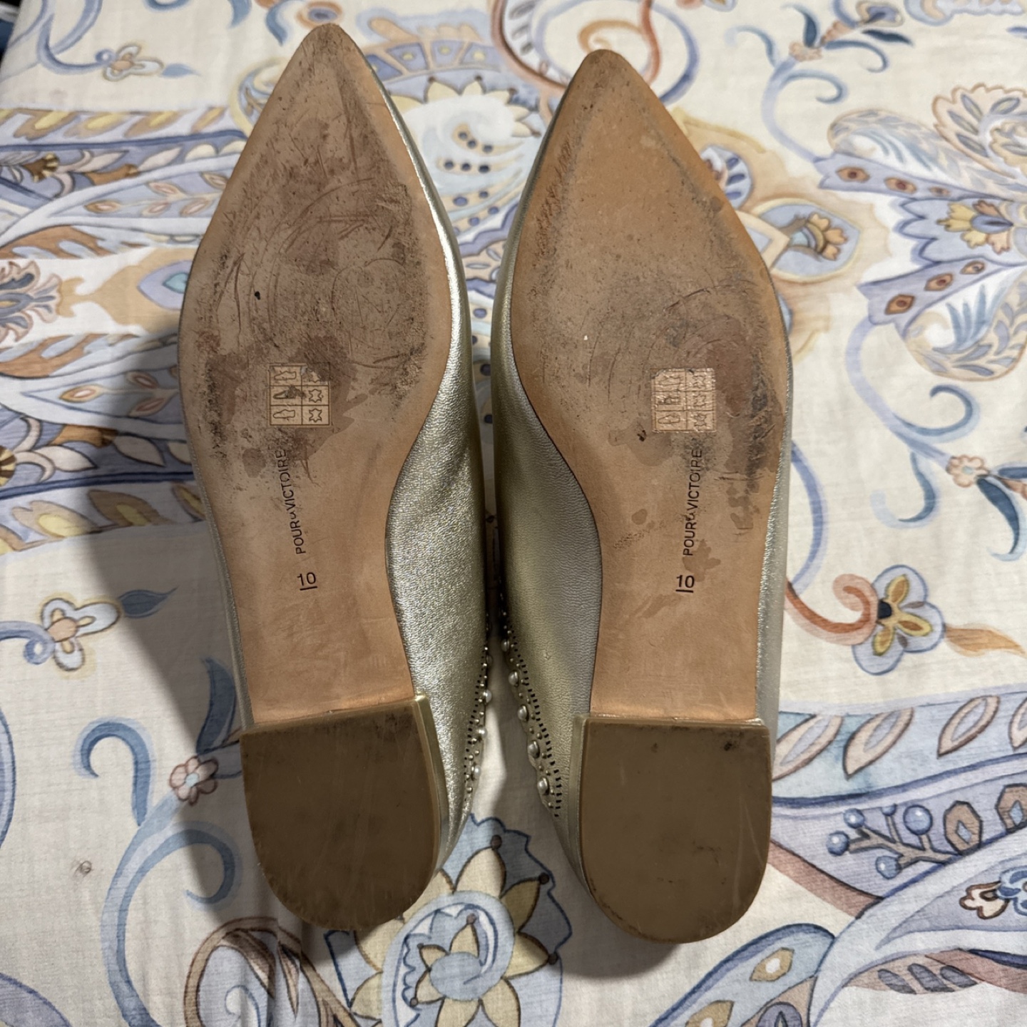 Pour La Victoire Metallic Gold slip on Mules - Size 10 - photo 3