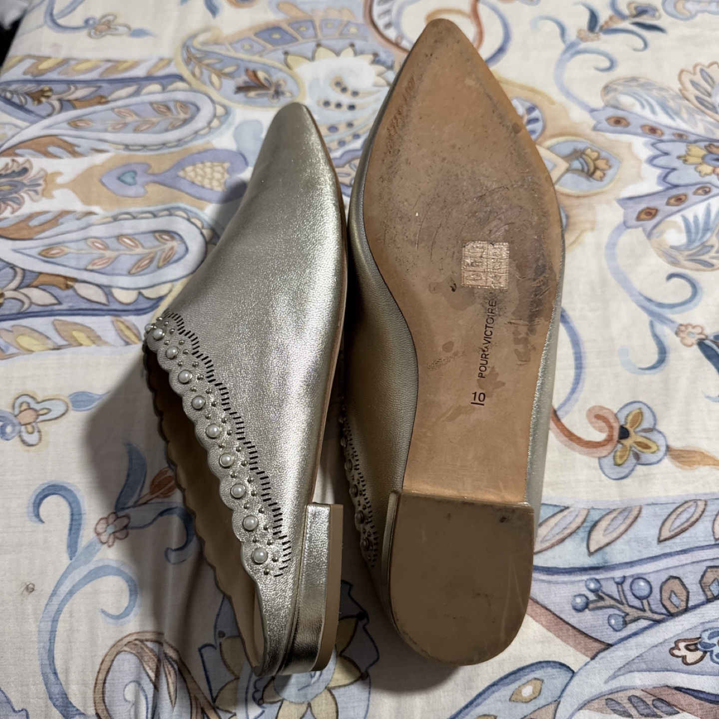 Pour La Victoire Metallic Gold slip on Mules - Size 10 - photo 5