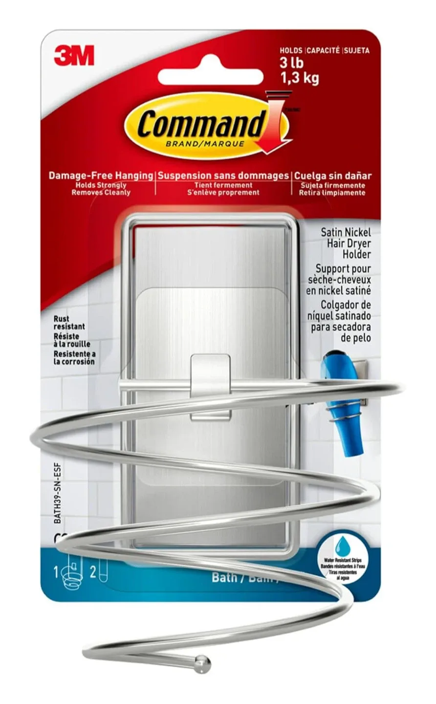 3M Command Satin Nickel Hair Dryer Holder thumbnail