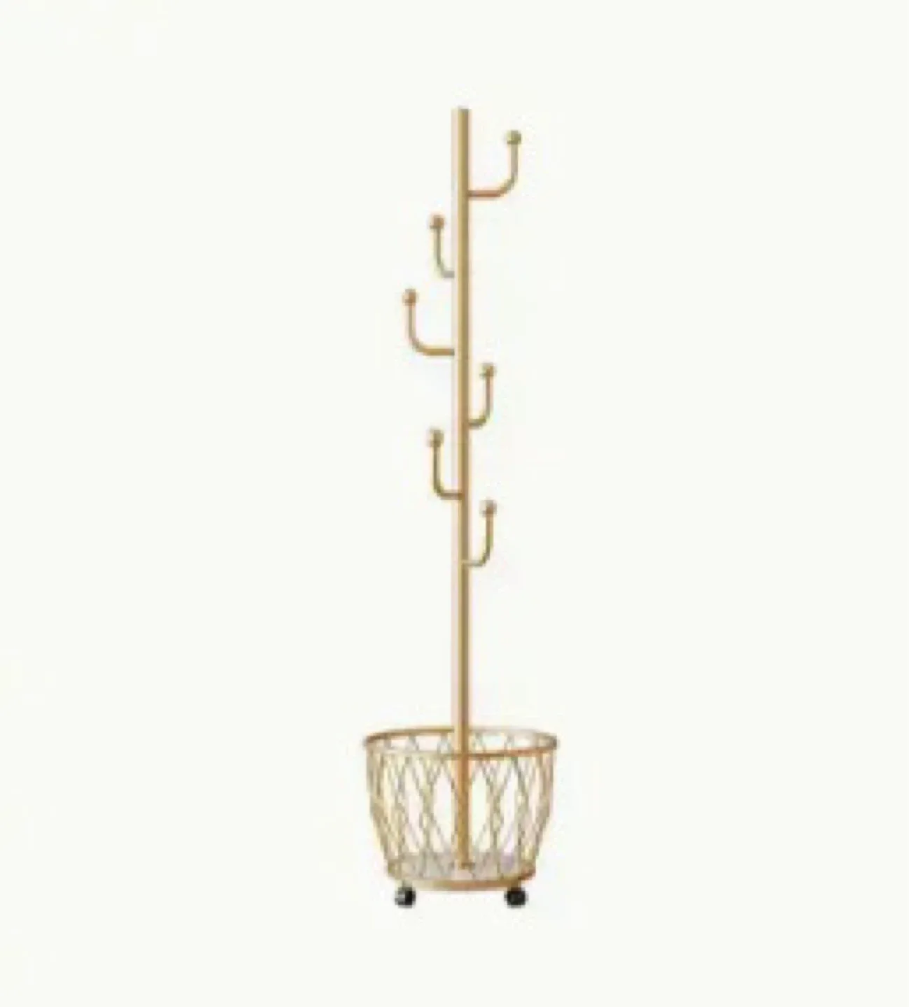 CNCest Gold Coat Rack with Storage Basket thumbnail