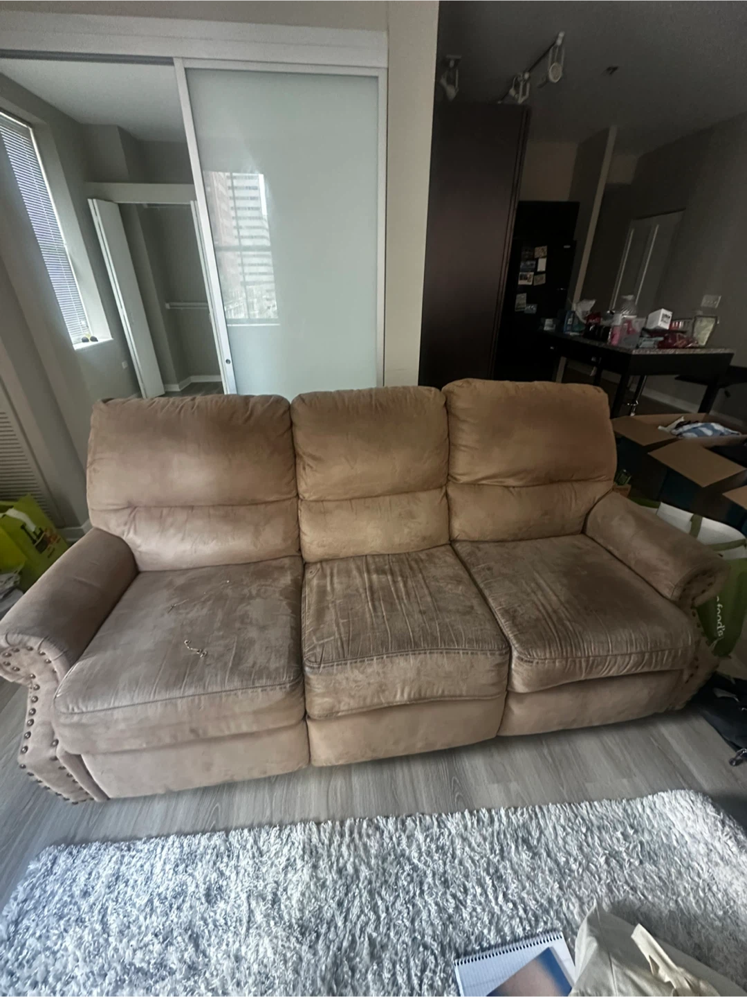 Used Brown Three-Seat Sofa
