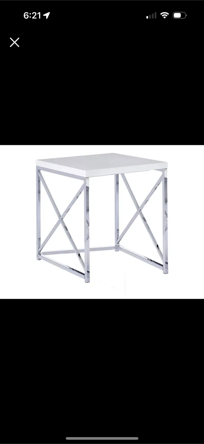 White & Chrome Side Table thumbnail