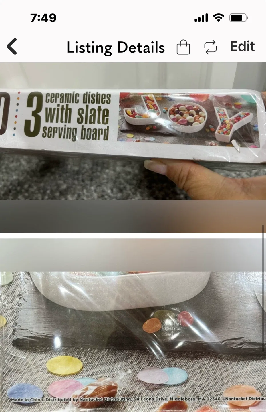 3 Ceramic Dishes with Slate Serving Board image indicator(4)