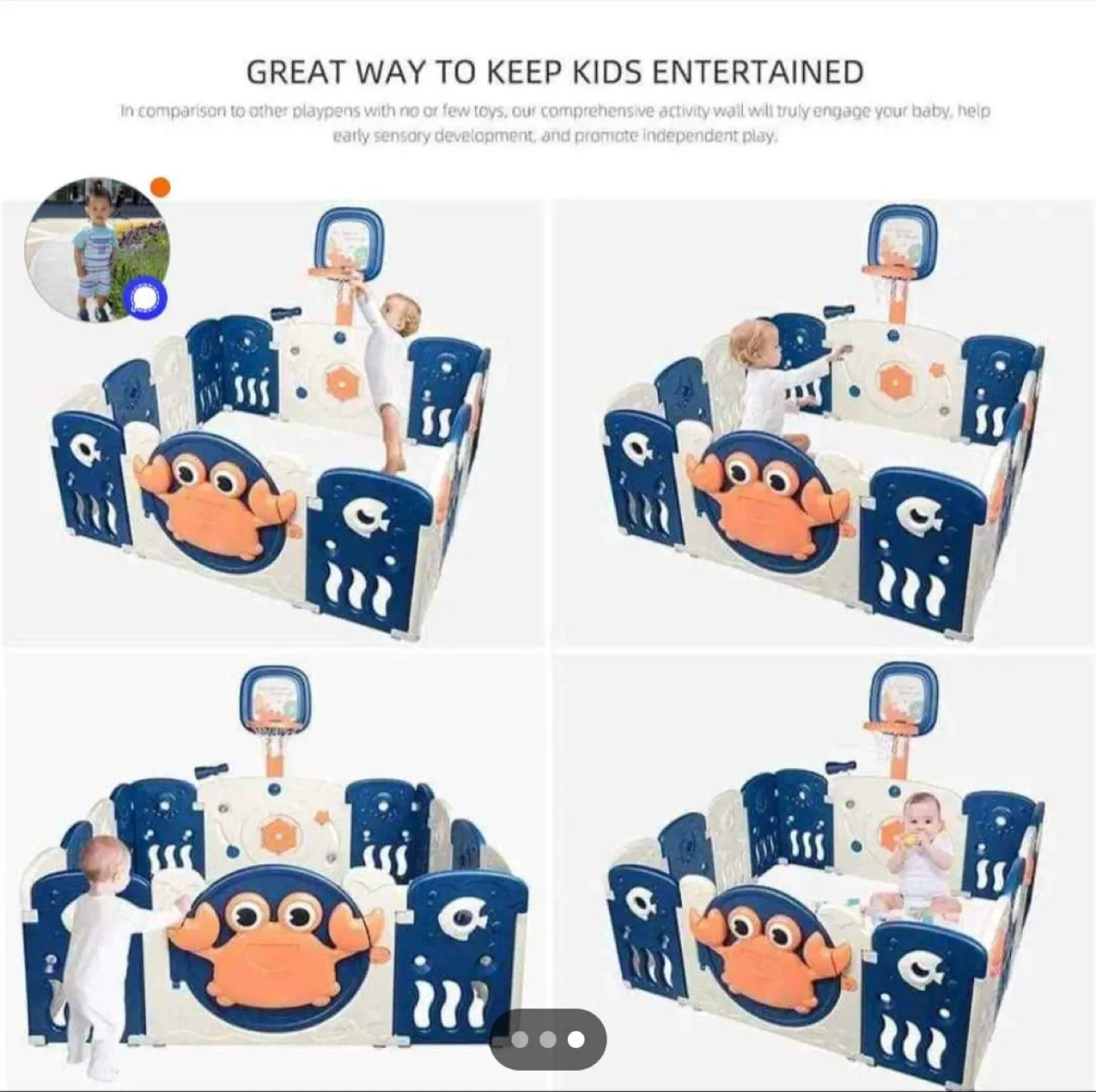 Kids Playpen with Basketball Hoop thumbnail