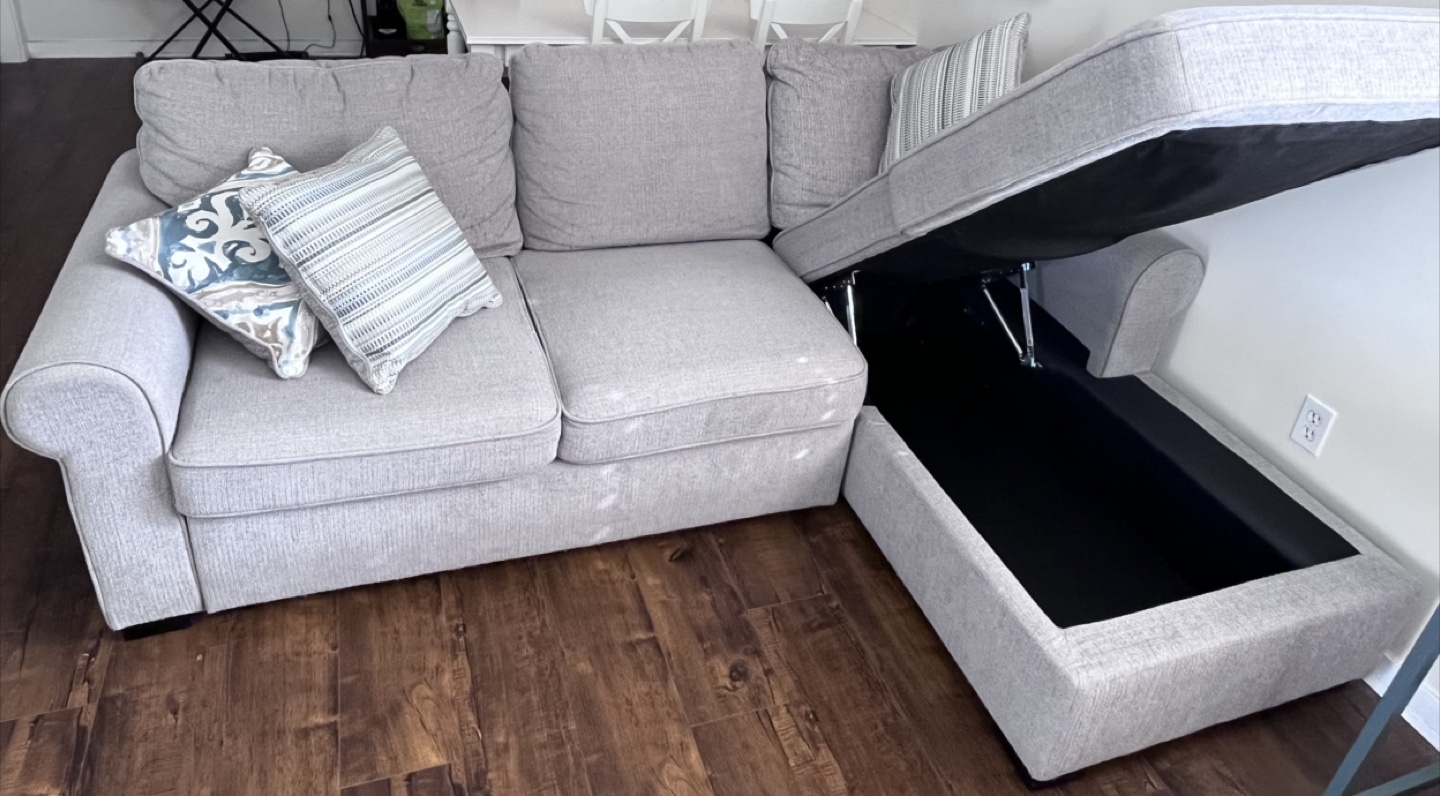 The brick Light Grey Sectional Sofa bed with Storage - photo 3