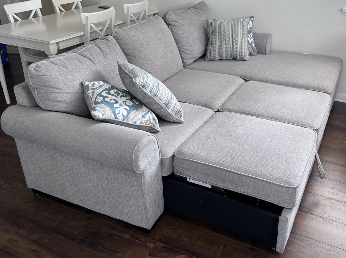 The brick Light Grey Sectional Sofa bed with Storage - photo 4
