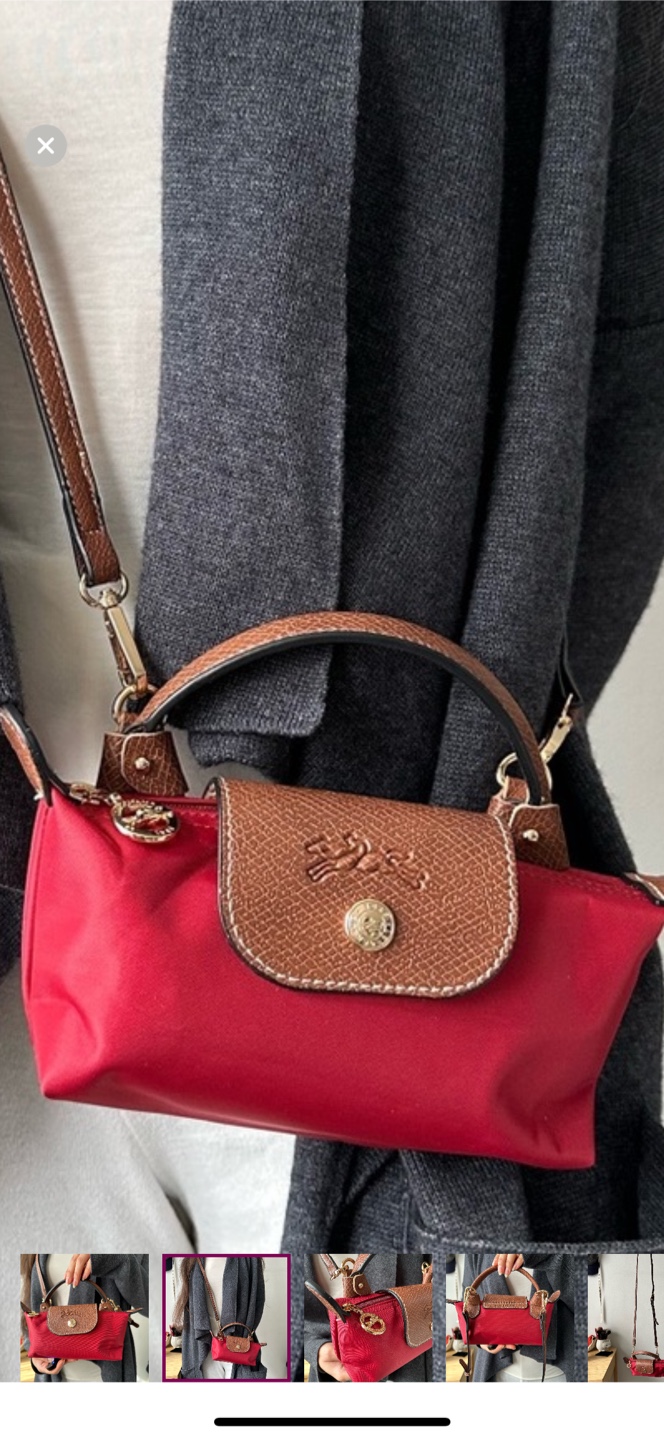 Longchamp Le Pliage Mini Red Top Handle Bag