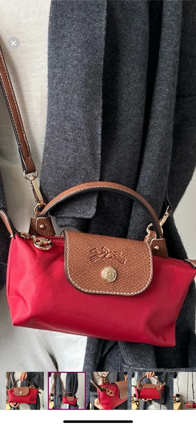 Longchamp Le Pliage Mini Red Top Handle Bag thumbnail