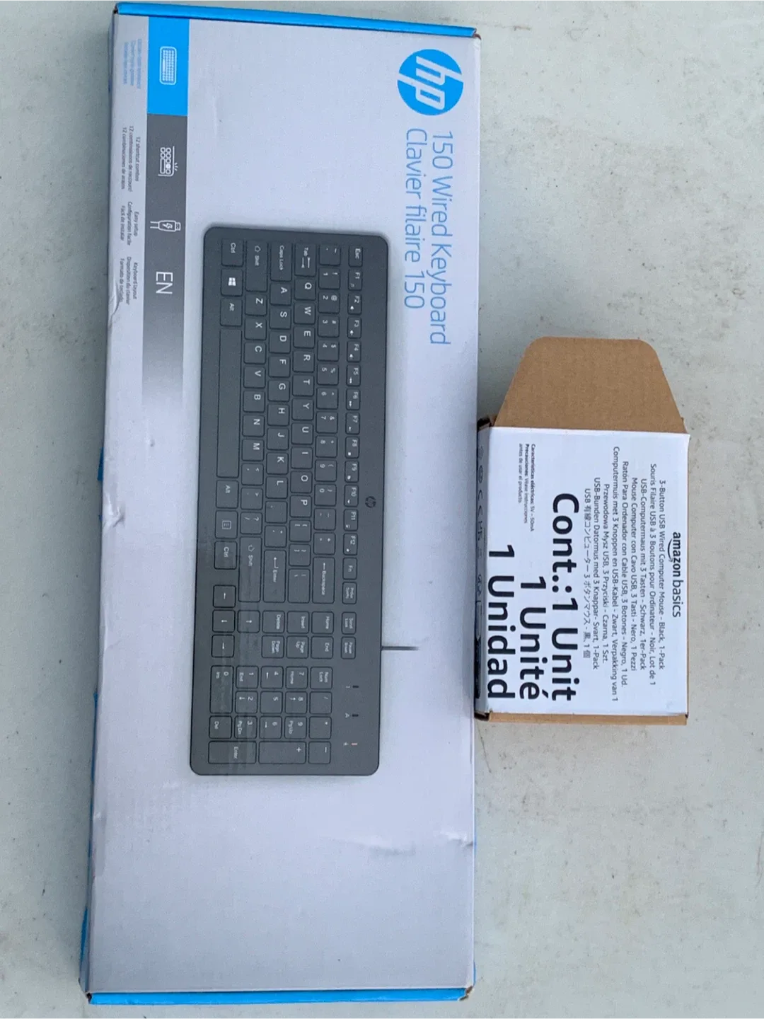HP 150 Wired Keyboard + Amazon Basics Mouse thumbnail