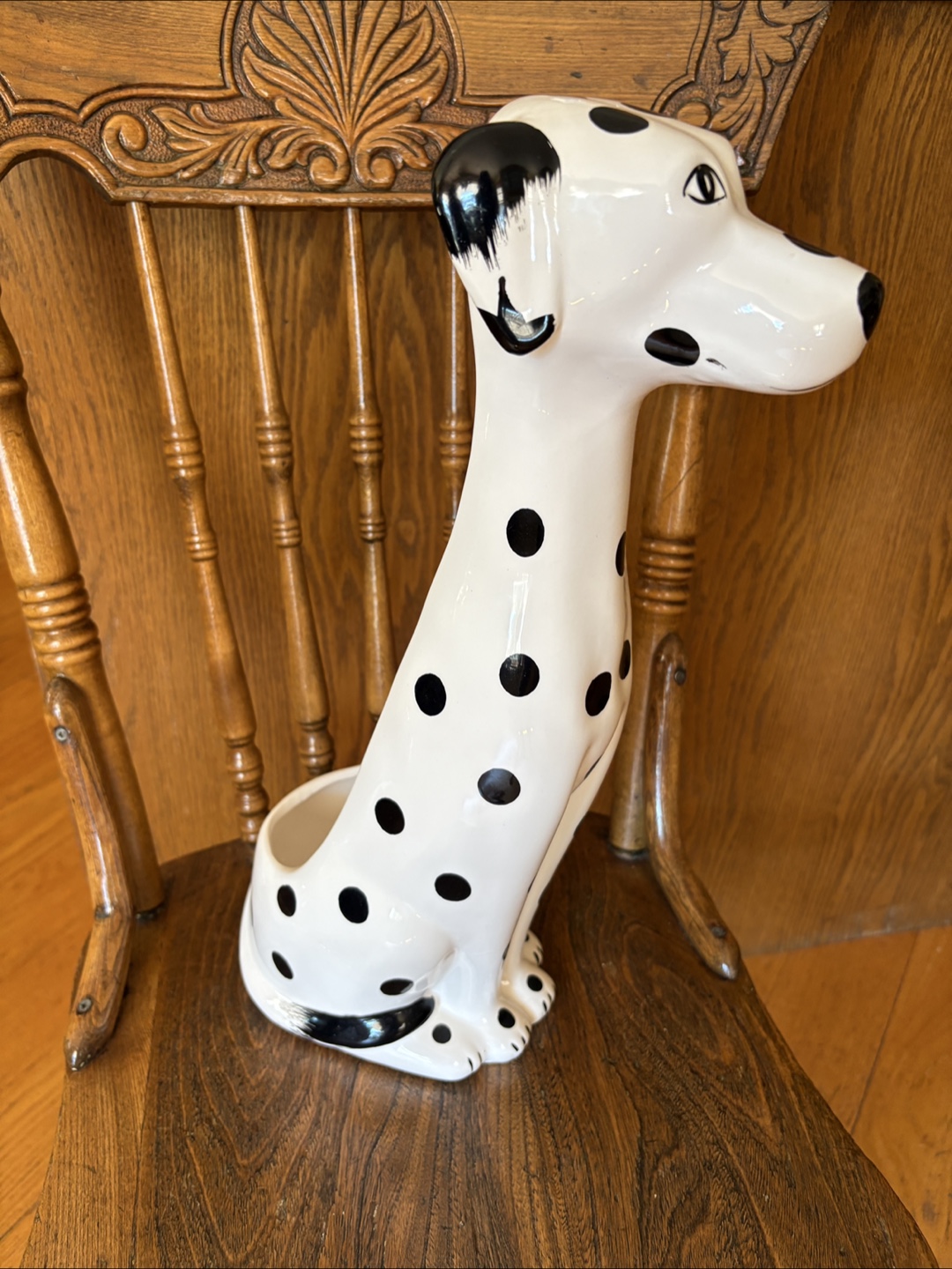 Ceramic Dalmatian Dog toilet brush holder
