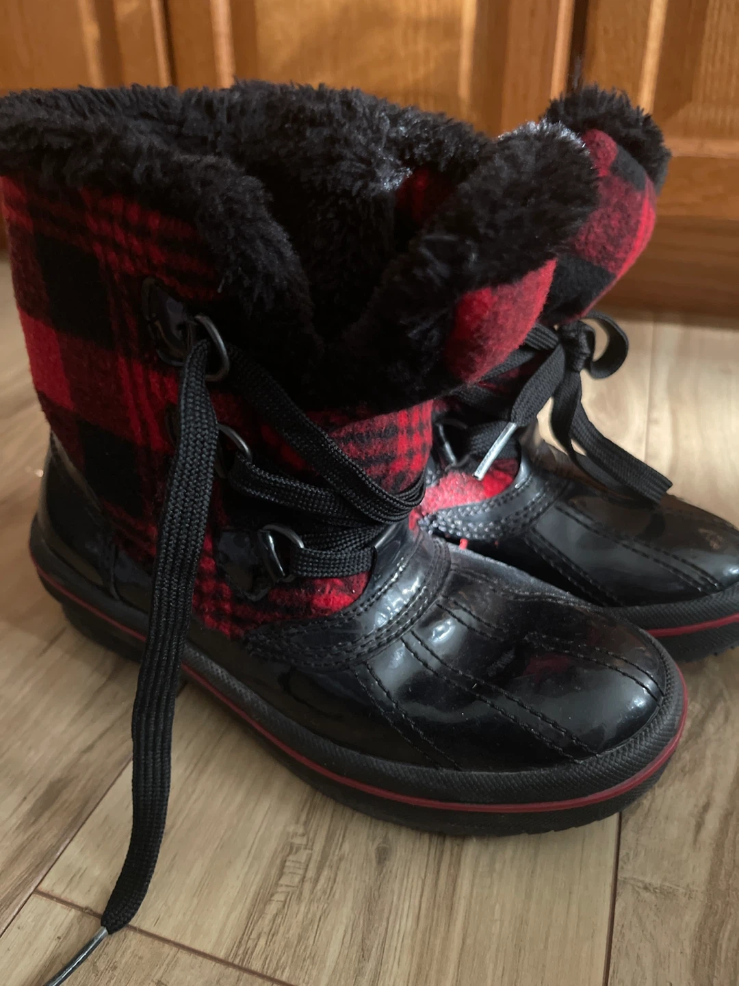 Winter Boots - Black & Red Plaid