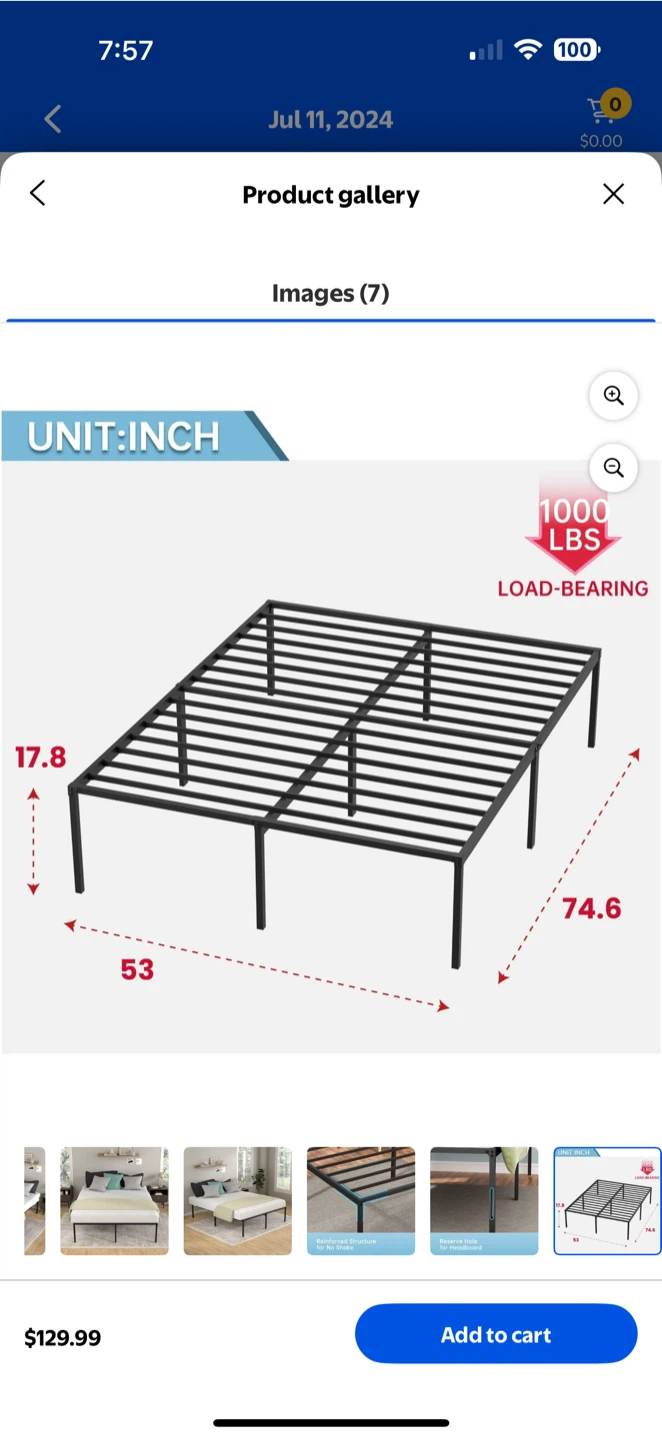 Metal Bed Frame - Black, Queen Size - photo 3