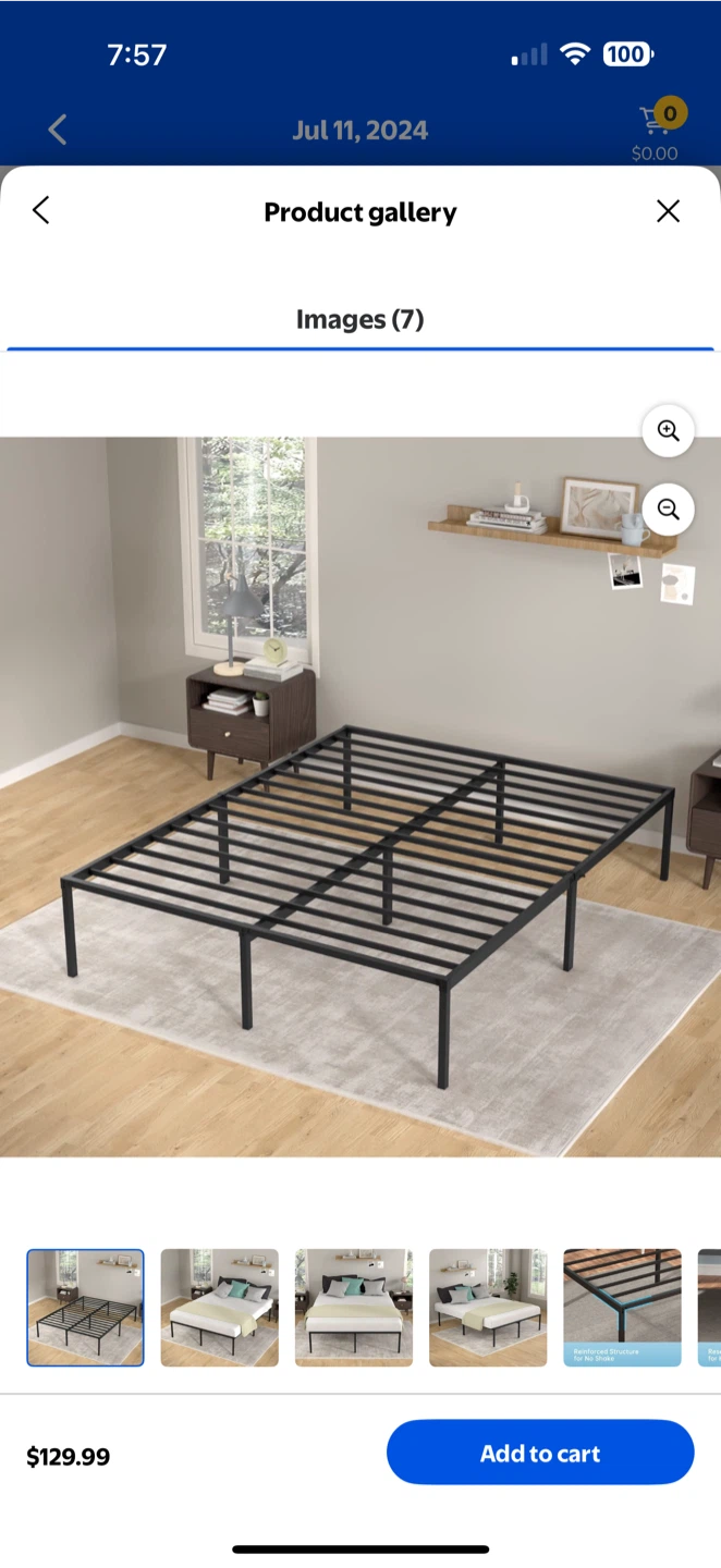 Metal Bed Frame - Black, Queen Size - photo 2