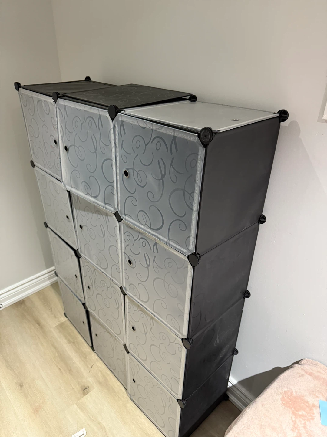 12-Modular Cube Storage Shelf - Black & Grey