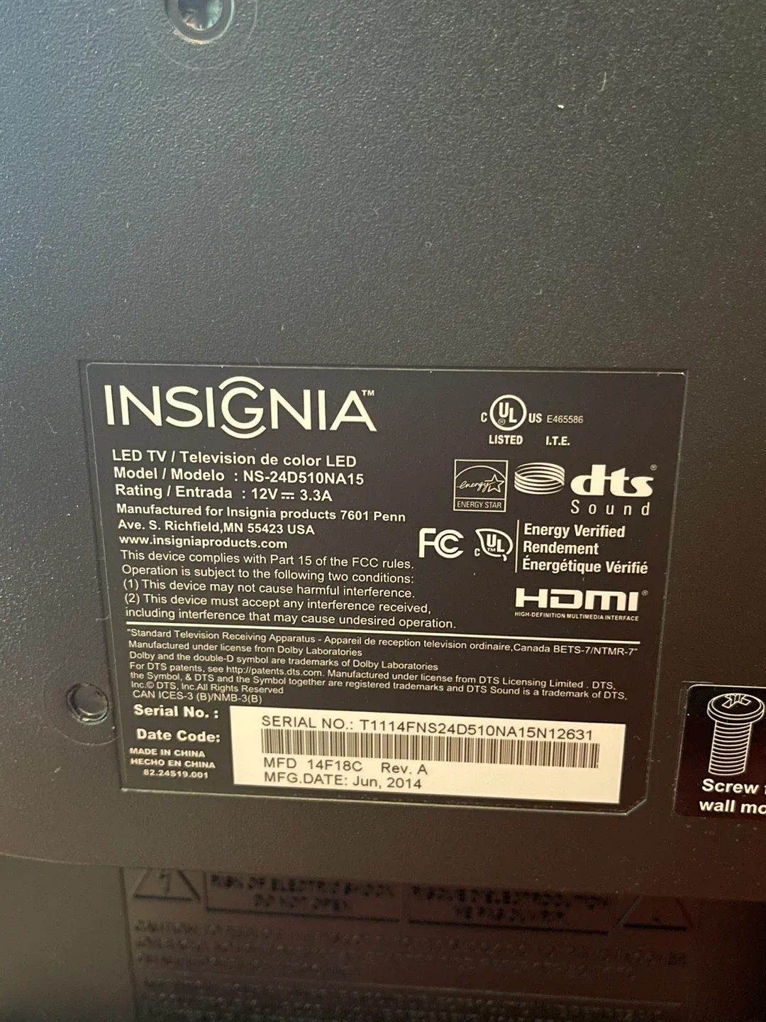 Insignia 24" LED TV - NS-24D510NA15 image indicator(3)