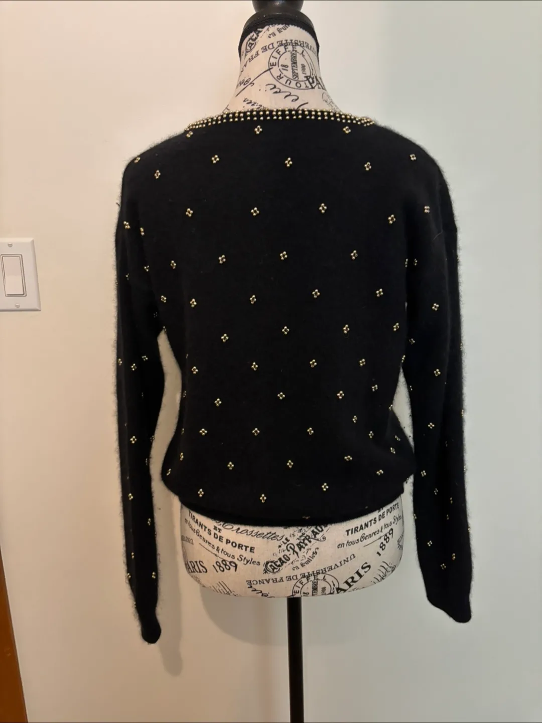 Vintage Black Beaded Sweater of lambs and angora wool image indicator(6)