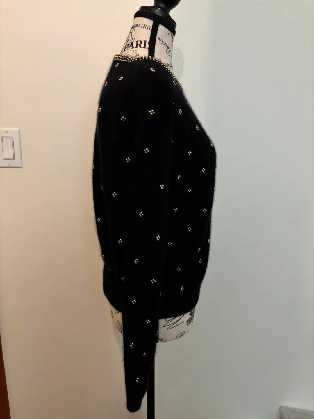 Vintage Black Beaded Sweater of lambs and angora wool image indicator(5)