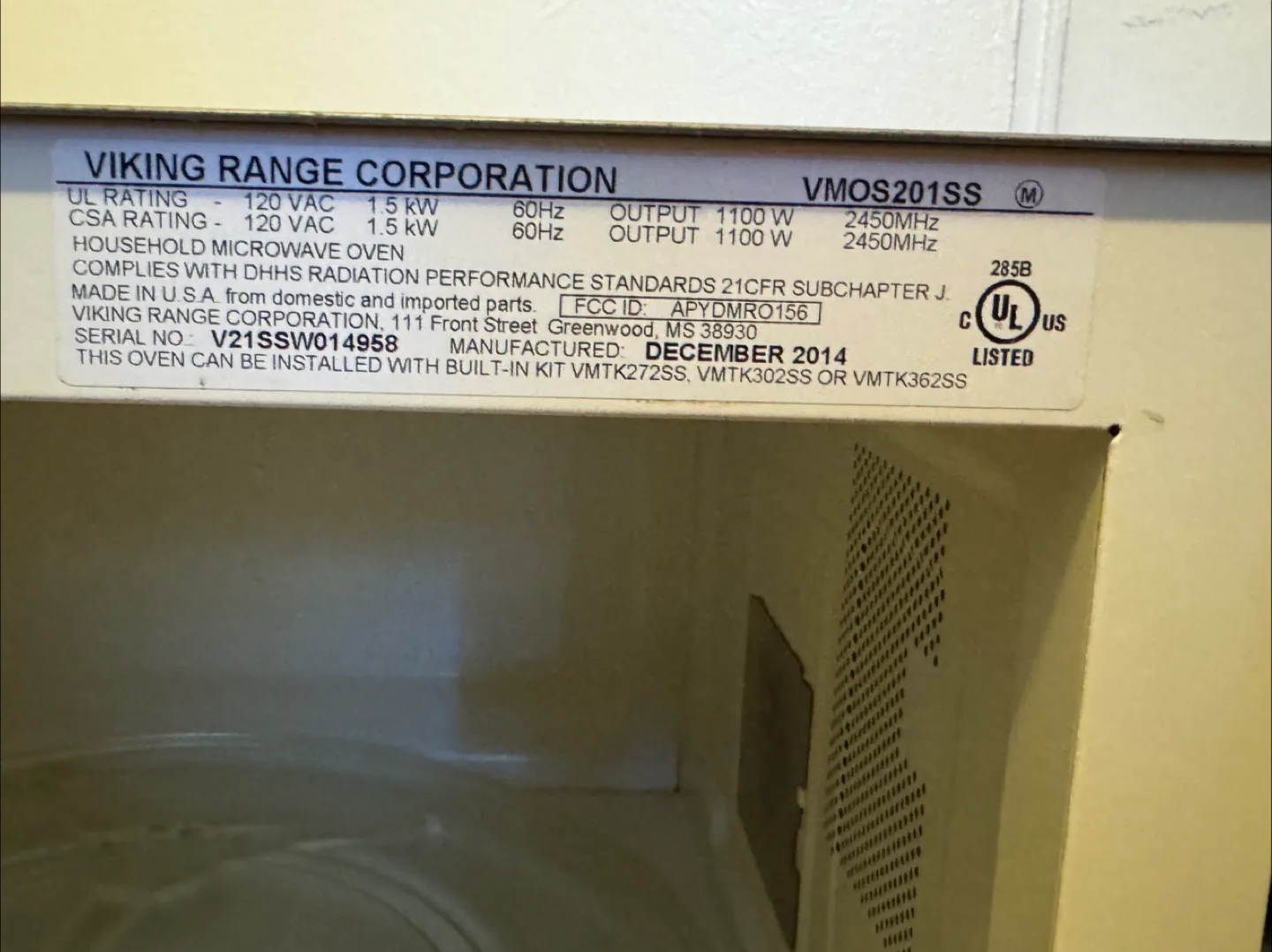 Viking Professional Stainless Steel Microwave Oven image indicator(6)