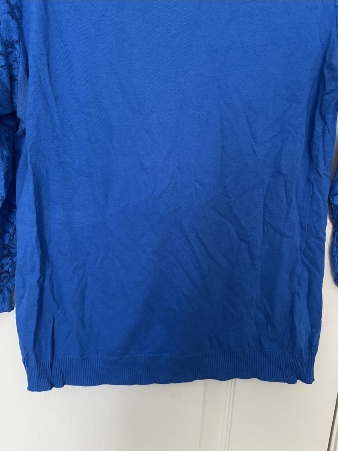 Mango Basics Blue Lace Sleeve Top - Size M - photo 4