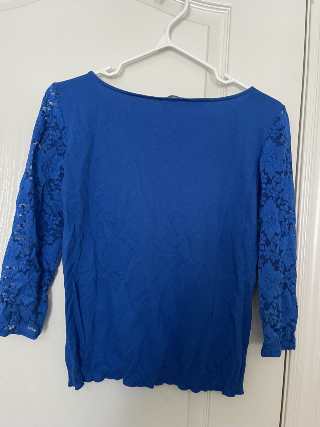 Mango Basics Blue Lace Sleeve Top - Size M - photo 5