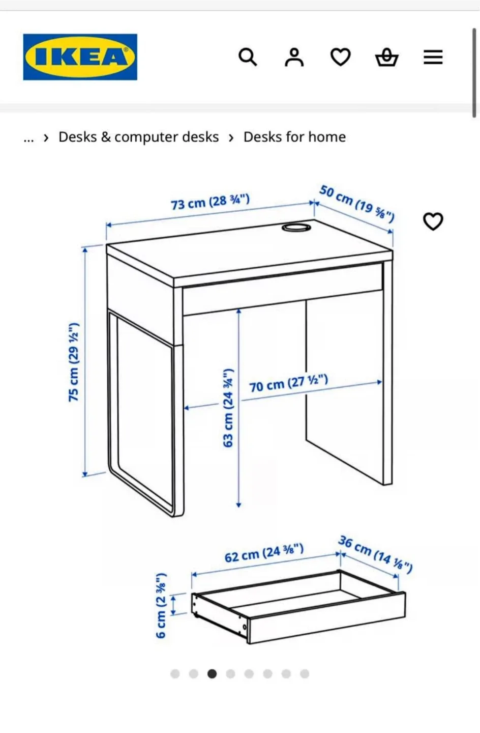 Black & White Desk with Drawer image indicator(7)