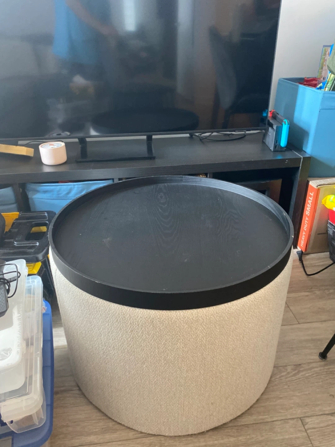 Round Storage Ottoman with Lid - photo 3