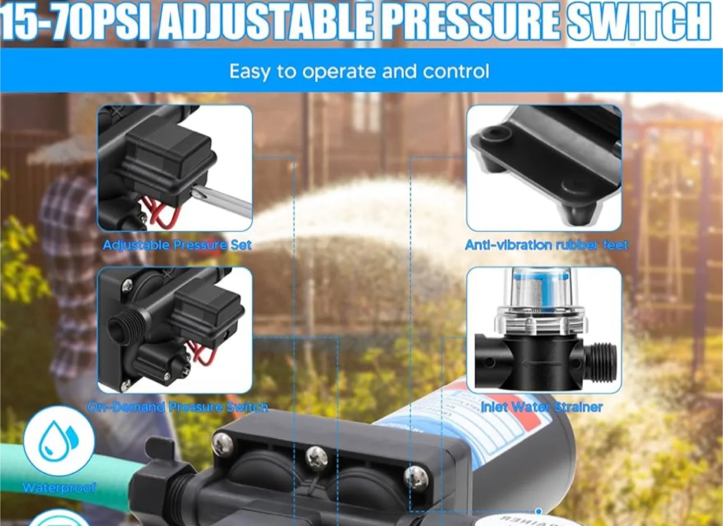 New RV Water Pump 12V DC, 6.0GPM 70PSI image indicator(6)