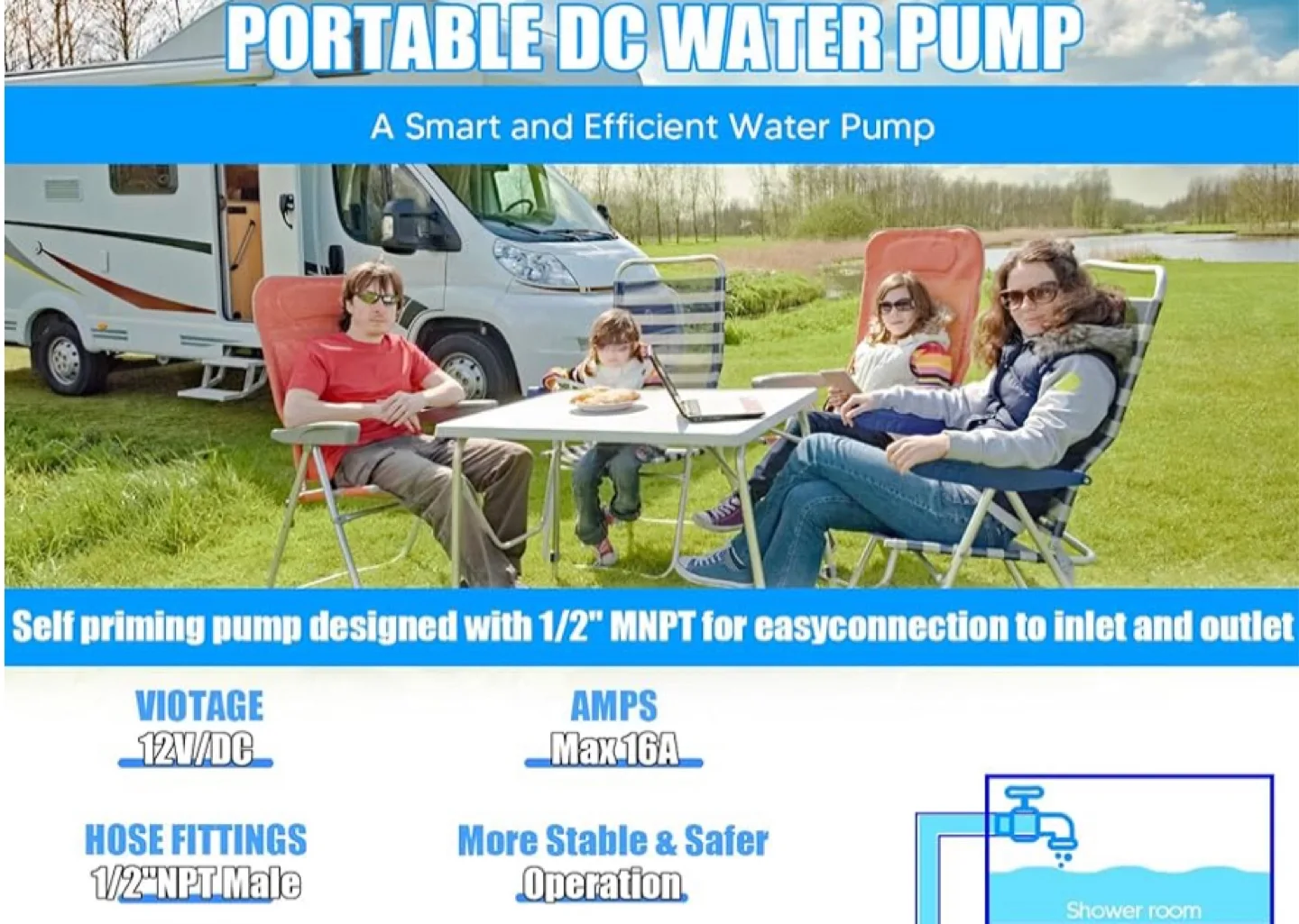 New RV Water Pump 12V DC, 6.0GPM 70PSI image indicator(4)