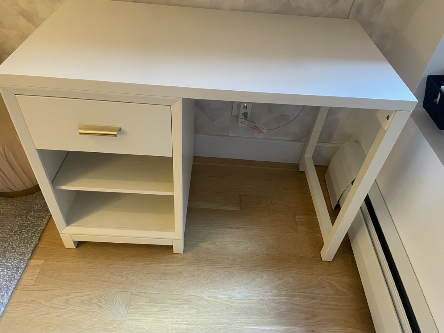 White Writing Desk with Drawer & Shelves