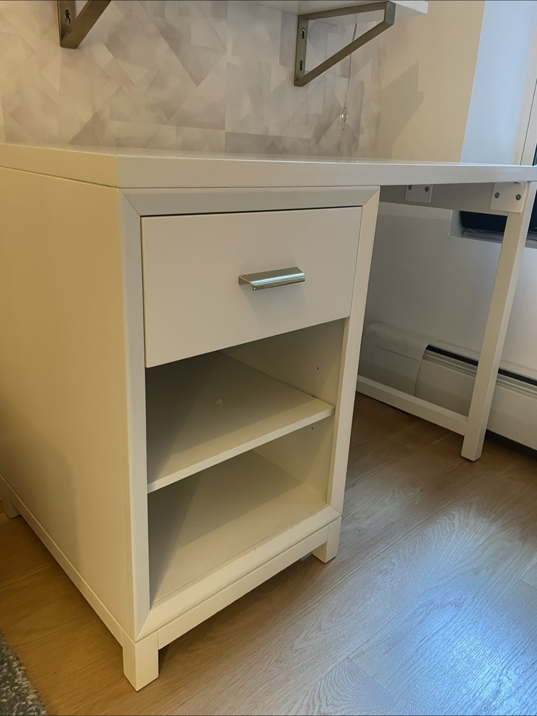 White Writing Desk with Drawer & Shelves - photo 2