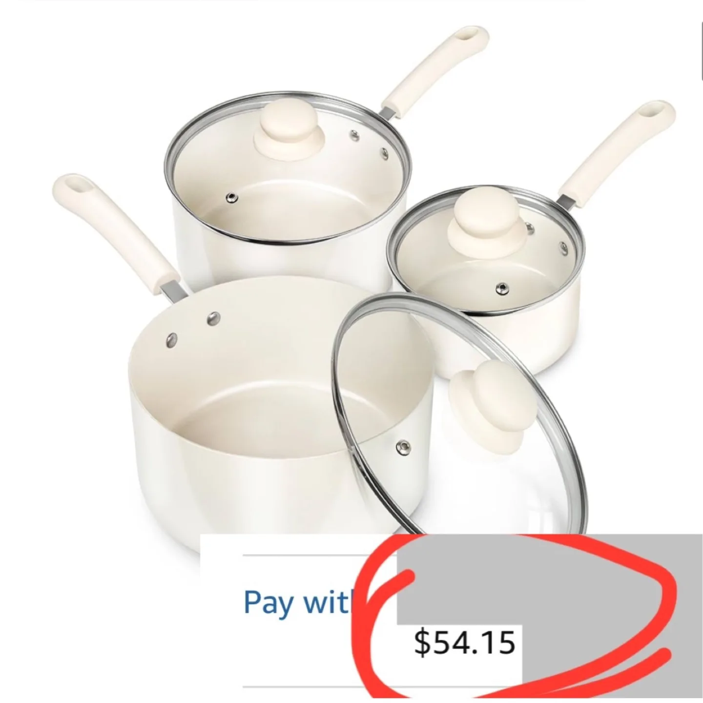 Ceramic Nonstick Saucepan Set, VERY NICE!! NEW Orig. 54.15 thumbnail