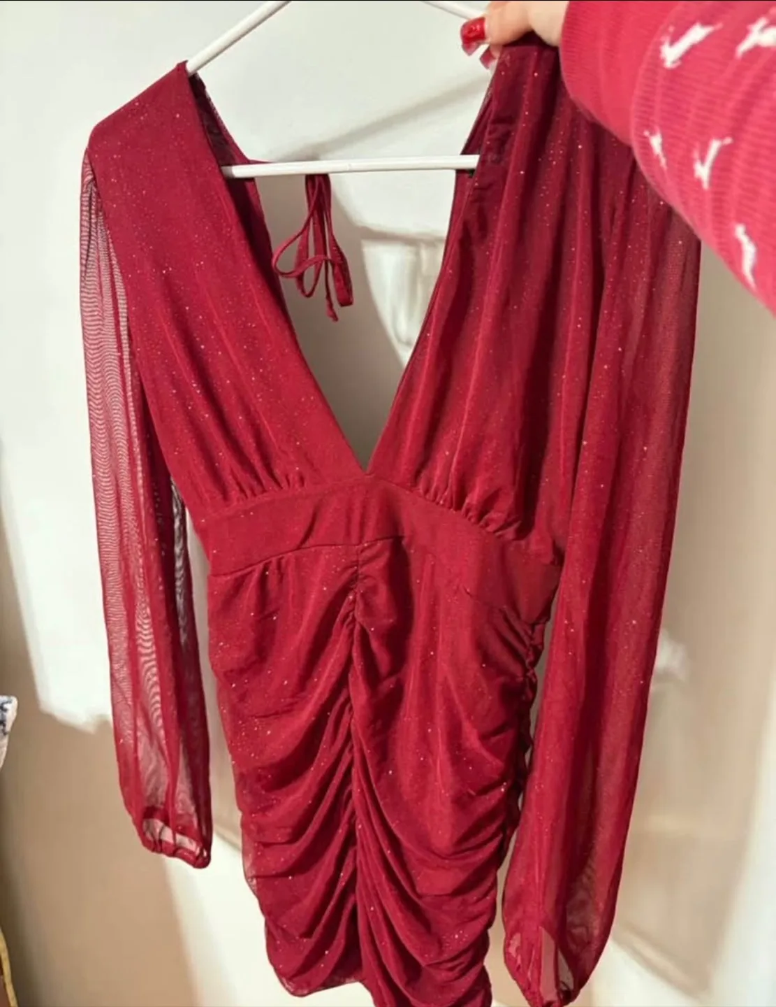 Red Long Sleeve Mini Dress thumbnail
