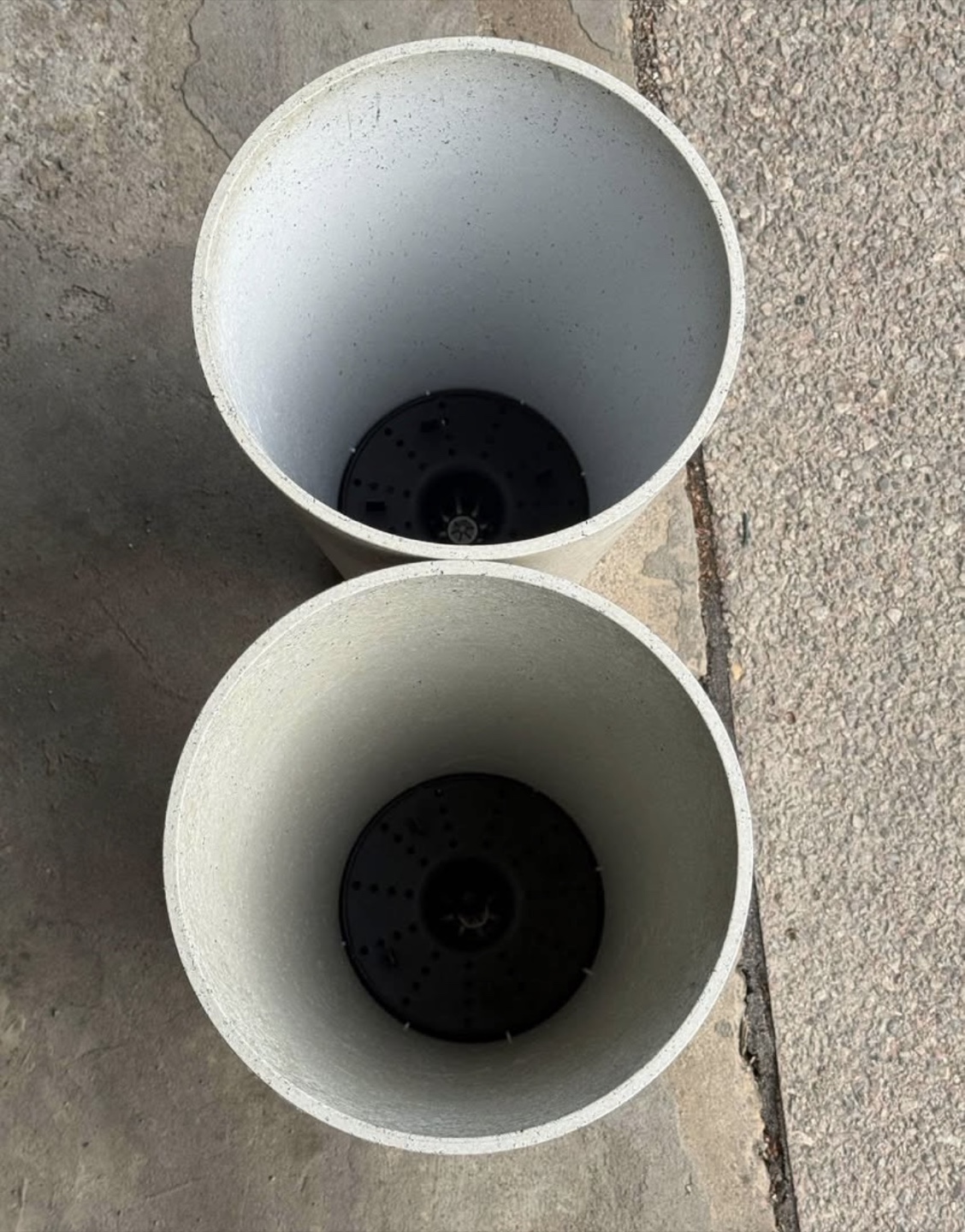Two White Concrete-Look Tall Planters - photo 2