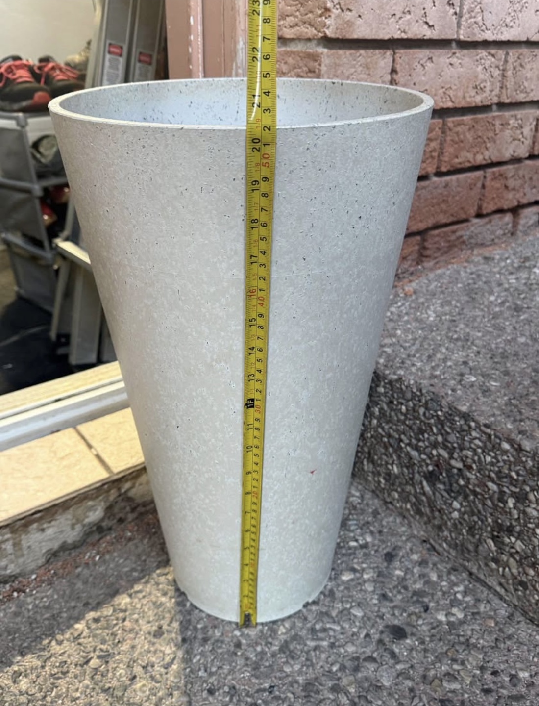 Two White Concrete-Look Tall Planters - photo 3