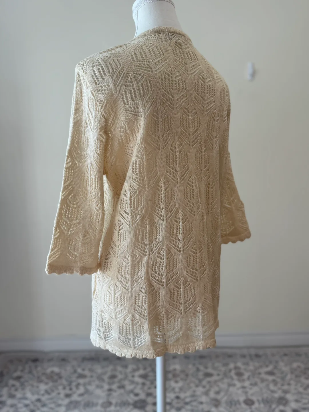 Vintage Crochet Knit Cotton Linen Floral Cardigan image indicator(7)