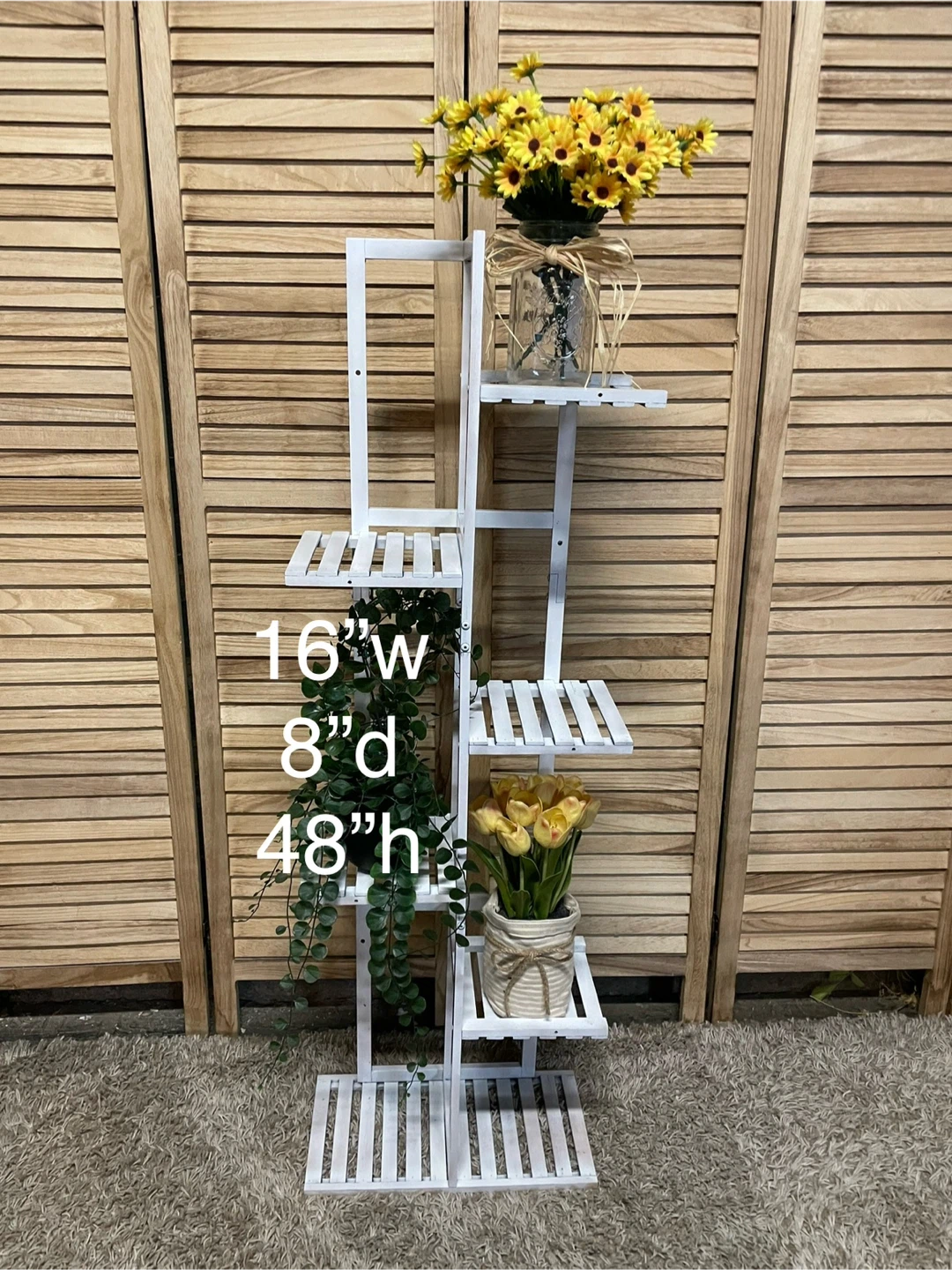 White Wooden Plant Stand - photo 4
